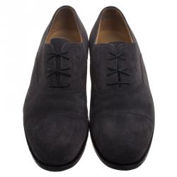 Hermes Grey Suede Napoli Lace Up Oxfords Size 43.5