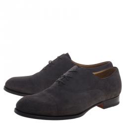 Hermes Grey Suede Napoli Lace Up Oxfords Size 43.5