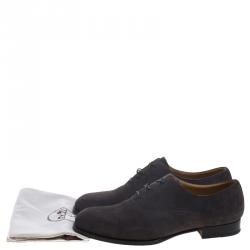 Hermes Grey Suede Napoli Lace Up Oxfords Size 43.5