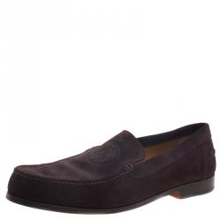 Hermes Chocolate Brown Suede Lucky Moccasins Size 43