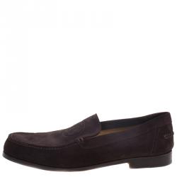 Hermes Chocolate Brown Suede Lucky Moccasins Size 43