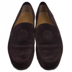 Hermes Chocolate Brown Suede Lucky Moccasins Size 43