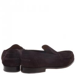 Hermes Chocolate Brown Suede Lucky Moccasins Size 43