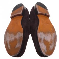 Hermes Chocolate Brown Suede Lucky Moccasins Size 43