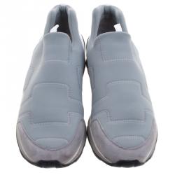 Hermes Grey Fabric Slip On Sneakers Size 43