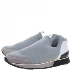 Hermes Grey Fabric Slip On Sneakers Size 43