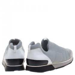 Hermes Grey Fabric Slip On Sneakers Size 43
