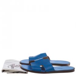 Hermes Cerulean Blue Alligator Izmir Sandals Size 44