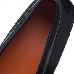 Hermes Black Calf Hair Leonard Moccasins Size 43