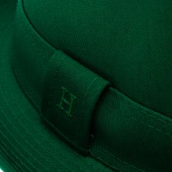 Hermes Green Cotton H Embroidered Funky Fedora Hat Size 58