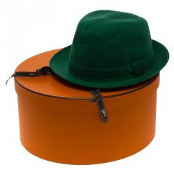 Hermes Green Cotton H Embroidered Funky Fedora Hat Size 58