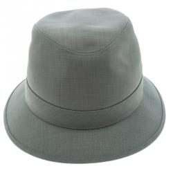 Hermes Grey H Embroidered Funky Fedora Hat ( Size 58 )
