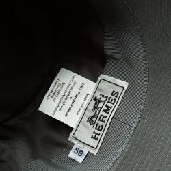 Hermes Grey H Embroidered Funky Fedora Hat ( Size 58 )