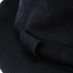 Hermes Navy Blue Cotton H Embroidered Funky Fedora Hat ( Size 58 )
