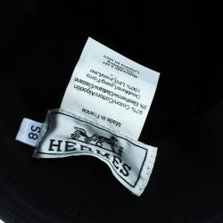 Hermes Navy Blue Cotton H Embroidered Funky Fedora Hat ( Size 58 )