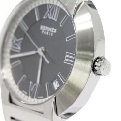 Pre Owned Hermes Grey Stainless Steel Nomade Men's Wristwatch 36MM