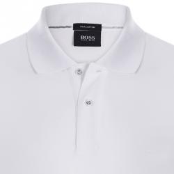 Pre Owned Boss by Hugo Boss White Pima Cotton Short Sleeve Polo Shirt L