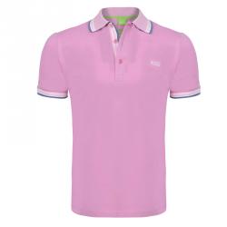 Boss by Hugo Boss Pink Contrast Stripe Cotton Logo Polo Shirt M