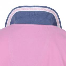 Boss by Hugo Boss Pink Contrast Stripe Cotton Logo Polo Shirt M