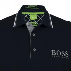 Pre Owned Boss by Hugo Boss Black Contrast Stripe Cotton Logo Polo Shirt S