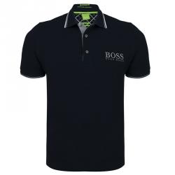 Pre Owned Boss by Hugo Boss Black Contrast Stripe Cotton Logo Polo Shirt M