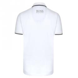 Pre Owned Boss by Hugo Boss White Contrast Stripe Cotton Logo Polo Shirt XL
