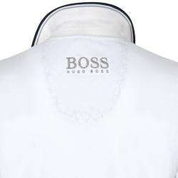 Pre Owned Boss by Hugo Boss White Contrast Stripe Cotton Logo Polo Shirt XL
