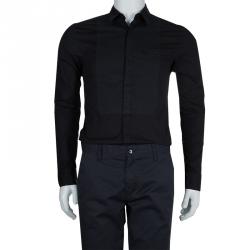 Hugo By Hugo Boss Black Bib Front Slim Fit Shirt S