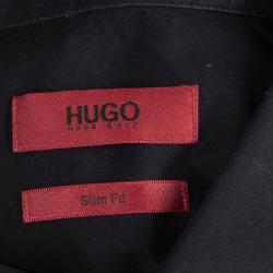 Hugo By Hugo Boss Black Bib Front Slim Fit Shirt S