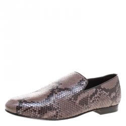 Pre Owned Jimmy Choo Brown Python Sloane Slip-Ons Size 45
