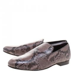 Pre Owned Jimmy Choo Brown Python Sloane Slip-Ons Size 45