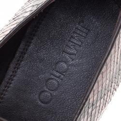 Pre Owned Jimmy Choo Brown Python Sloane Slip-Ons Size 45