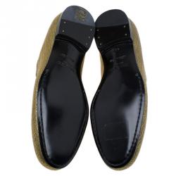 Pre Owned حذاء سليبرز جيمي تشو سلوان سموكنغ جلد ذهبي ميتاليك مقاس 43.5