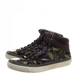 Pre Owned حذاء رياضي جيمي تشو مرتفع من أعلى بيلغريفيا شعر مهر طباعة كاموفلاج مقاس 44