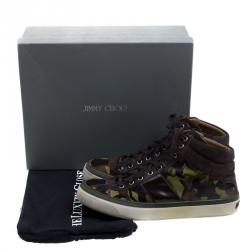 Pre Owned حذاء رياضي جيمي تشو مرتفع من أعلى بيلغريفيا شعر مهر طباعة كاموفلاج مقاس 44