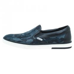 Jimmy Choo Grey Camouflage Glitter & Fabric Mix Grove Slip On Sneakers Size 42