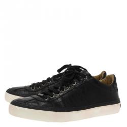 Jimmy Choo Black Crocodile Embossed Portman Sneakers Size 42