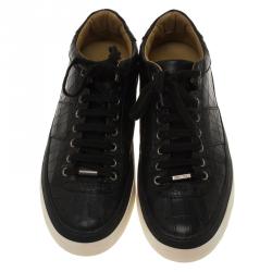 Jimmy Choo Black Crocodile Embossed Portman Sneakers Size 42