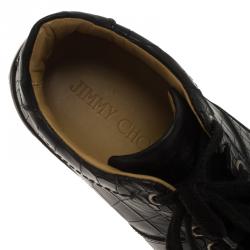 Jimmy Choo Black Crocodile Embossed Portman Sneakers Size 42