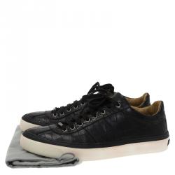 Jimmy Choo Black Crocodile Embossed Portman Sneakers Size 42