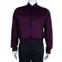 Pre Owned Just Cavalli Men's Purple Cotton Shirt L