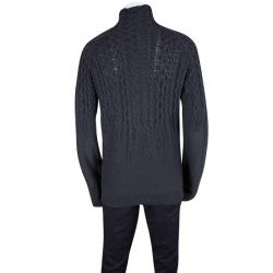 Pre Owned Just Cavalli Grey Wool Chunky Cable Knit Sweater M