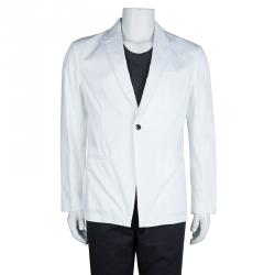 Pre Owned Just Cavalli White Cotton Tailored Notched Collar Blazer L
