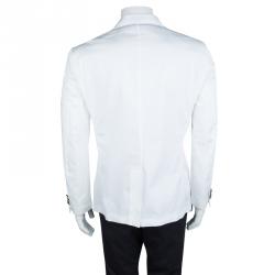 Pre Owned Just Cavalli White Cotton Tailored Notched Collar Blazer L