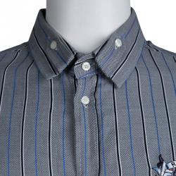 Pre Owned Just Cavalli Grey Striped Long Sleeve Button Front Shirt XXXL