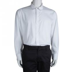 Pre Owned Just Cavalli White Cotton Jacquard Long Sleeve Button Front Shirt XXXL