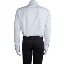 Pre Owned Just Cavalli White Cotton Jacquard Long Sleeve Button Front Shirt XXXL