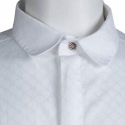 Pre Owned Just Cavalli White Cotton Jacquard Long Sleeve Button Front Shirt XXXL