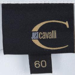 Pre Owned Just Cavalli White Cotton Jacquard Long Sleeve Button Front Shirt XXXL