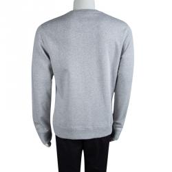 Pre Owned Kenzo Grey Cotton Knit Embroidered Tiger Motif Sweatshirt XL